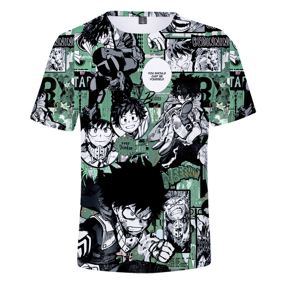 Trendy Anime Pattern Digital Print Short-sleeved T-shirt