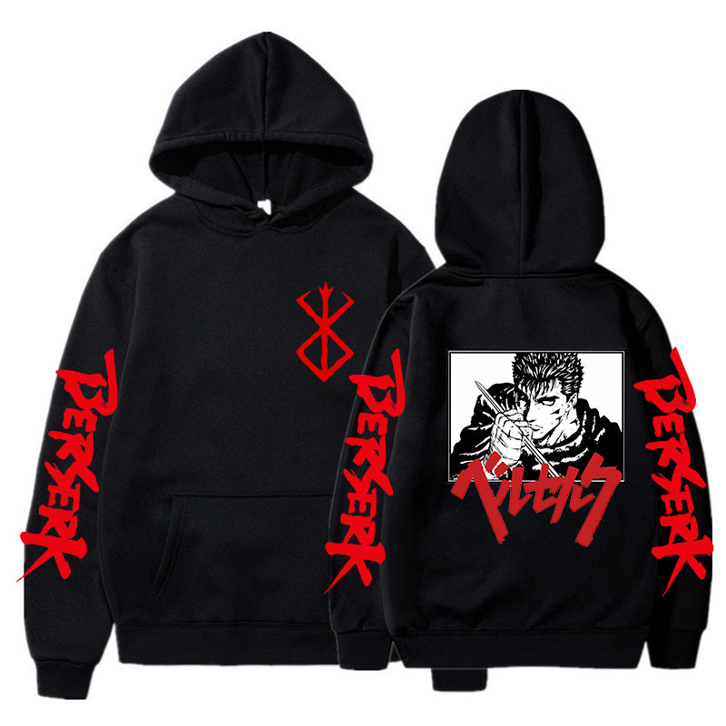 Unisex Anime Guts Casual Black Hoodie