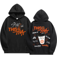 SKZ This & That Graphic Printed Black Hoodie
