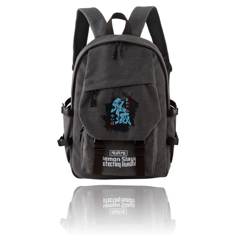 Trendy Anime Logo Canvas Backpack