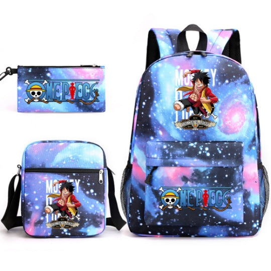 Trendy Anime Backpack Shoulder Pencil Bag Three-piece Set