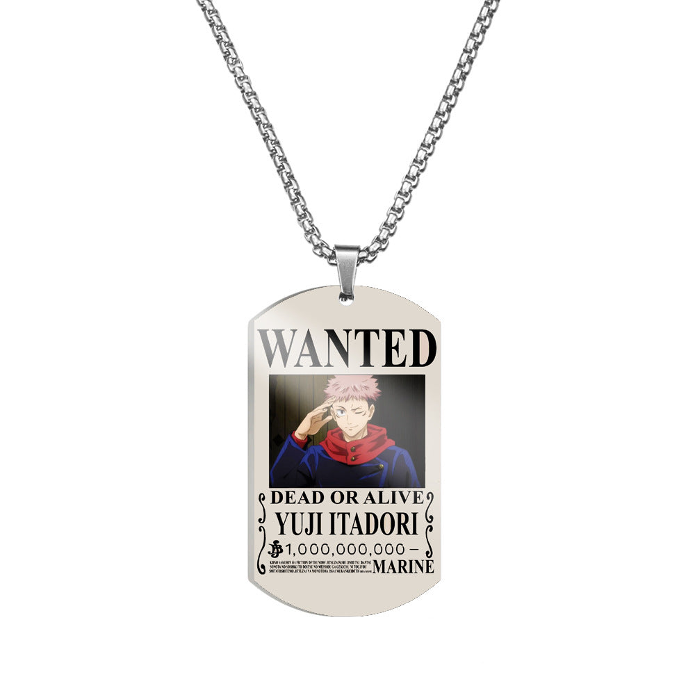 Trendy Anime Printed Dog Tag Necklace