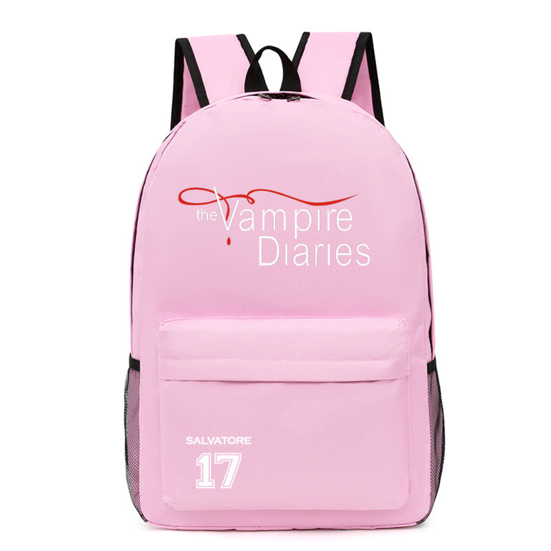 Casual TVD Pattern Print School Backpack