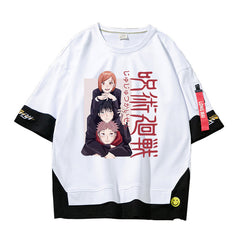 Unisex Anime Fake Two Short-sleeved Loose T-shirt