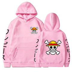 Unisex Straw Hat Logo Graphic Loose Hoodie