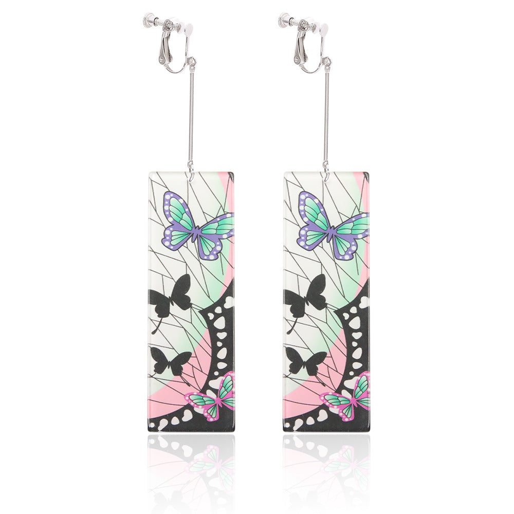 Anime Butterfly Acrylic Ear Clips Earrings