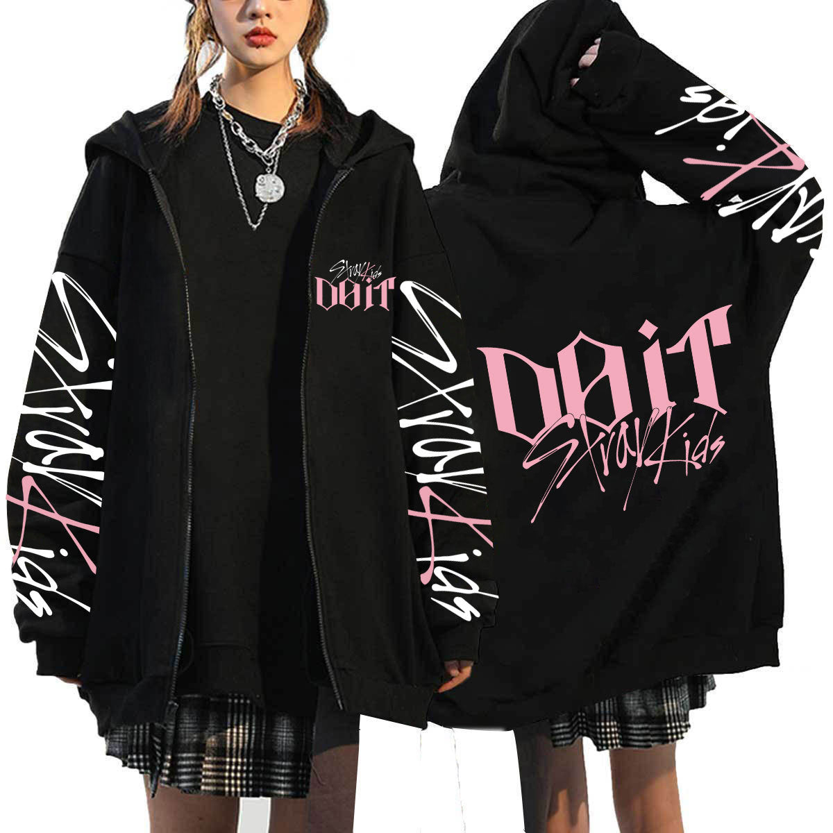 SKZ DO IT Tracks Printed Hooded Zipper Coat