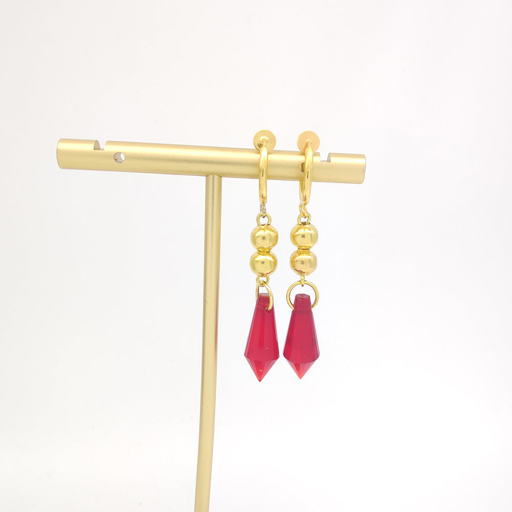 Stylish Game Cos Red Crystal Pendant Earrings