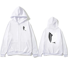 Casual Anime Survey Corps Logo Zipper Hoodie