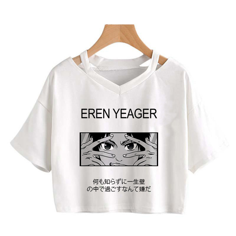 Trendy Women's Anime Print Cropped T-Shirt