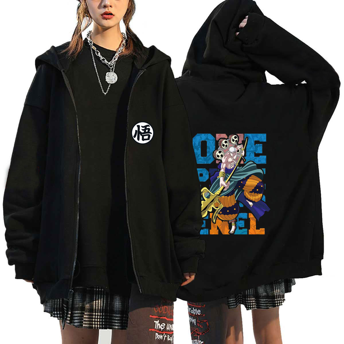 Unisex Anime Goku Print Zipper Loose Hoodie