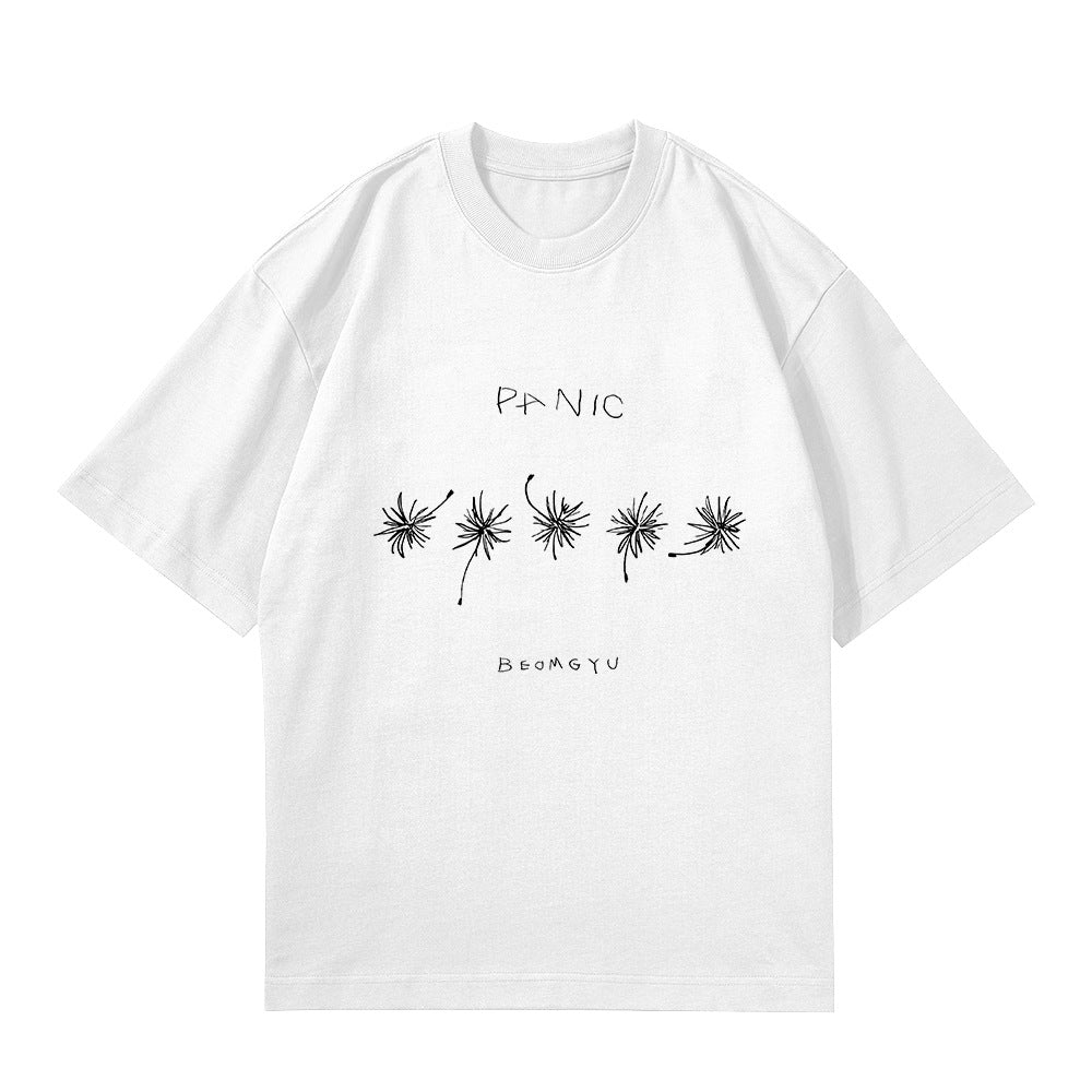 Unisex Kpop Panic Letter T-shirt Top