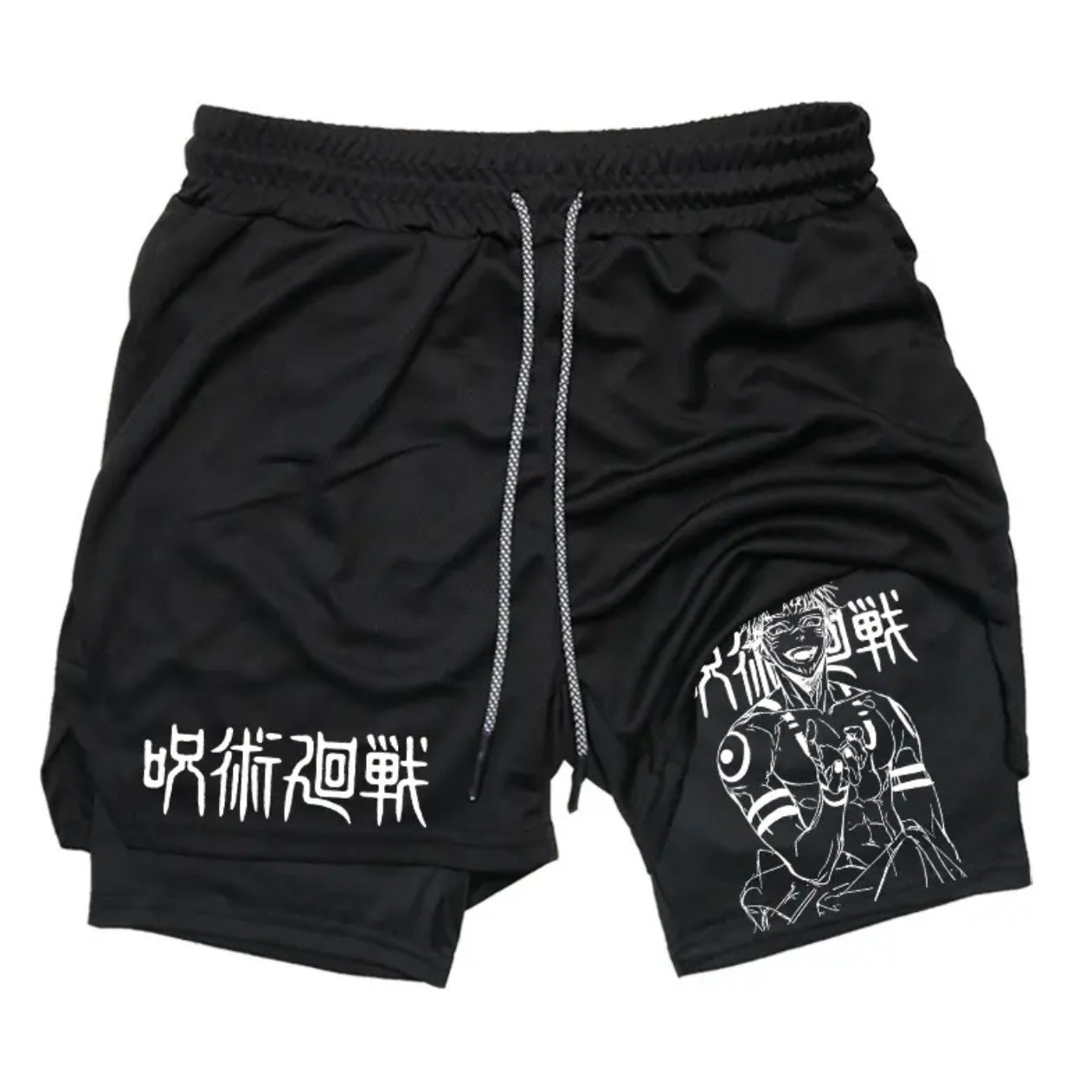 Casual Anime Printed Double-layer Fitness Shorts