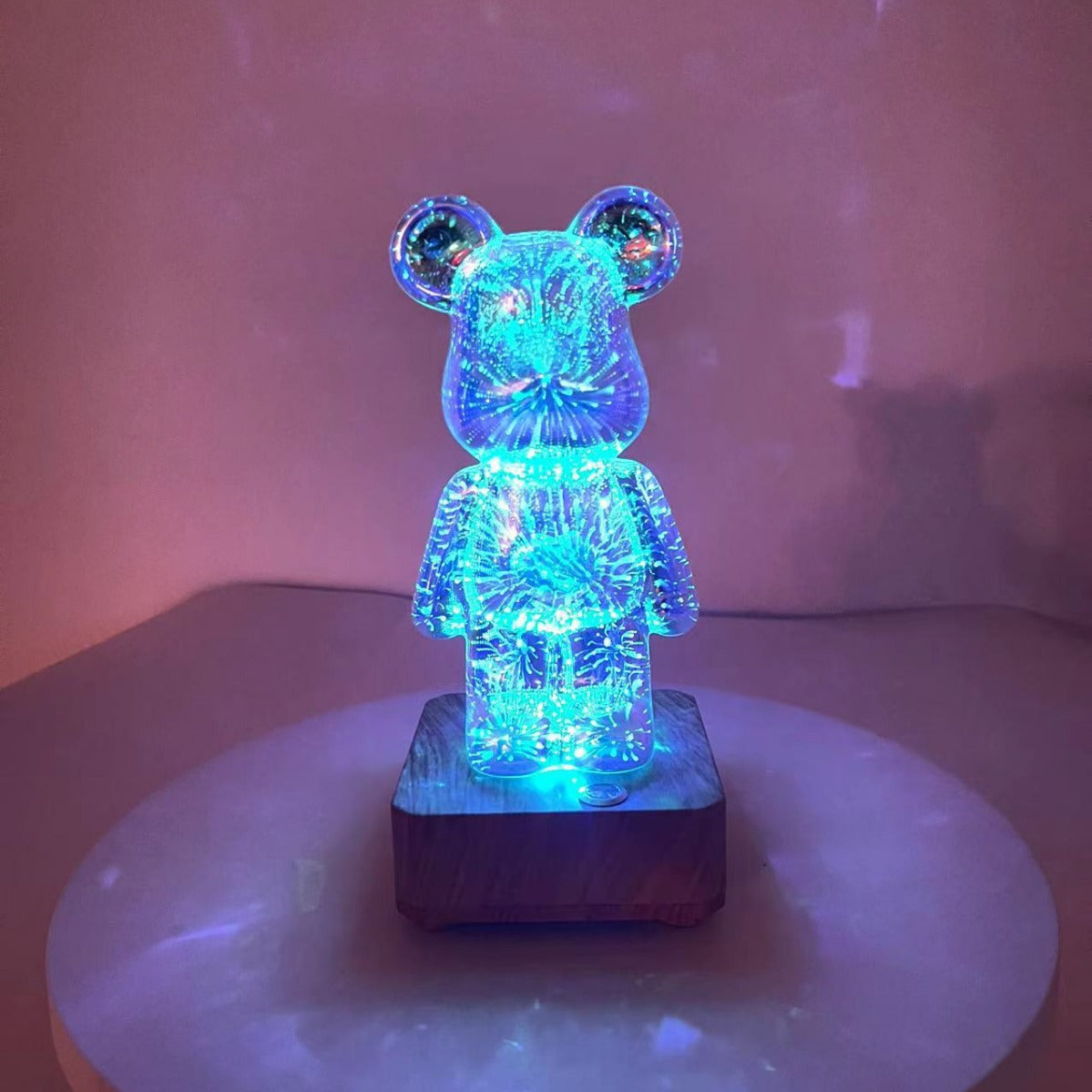 3D Fireworks Bear Glass Led Lamp