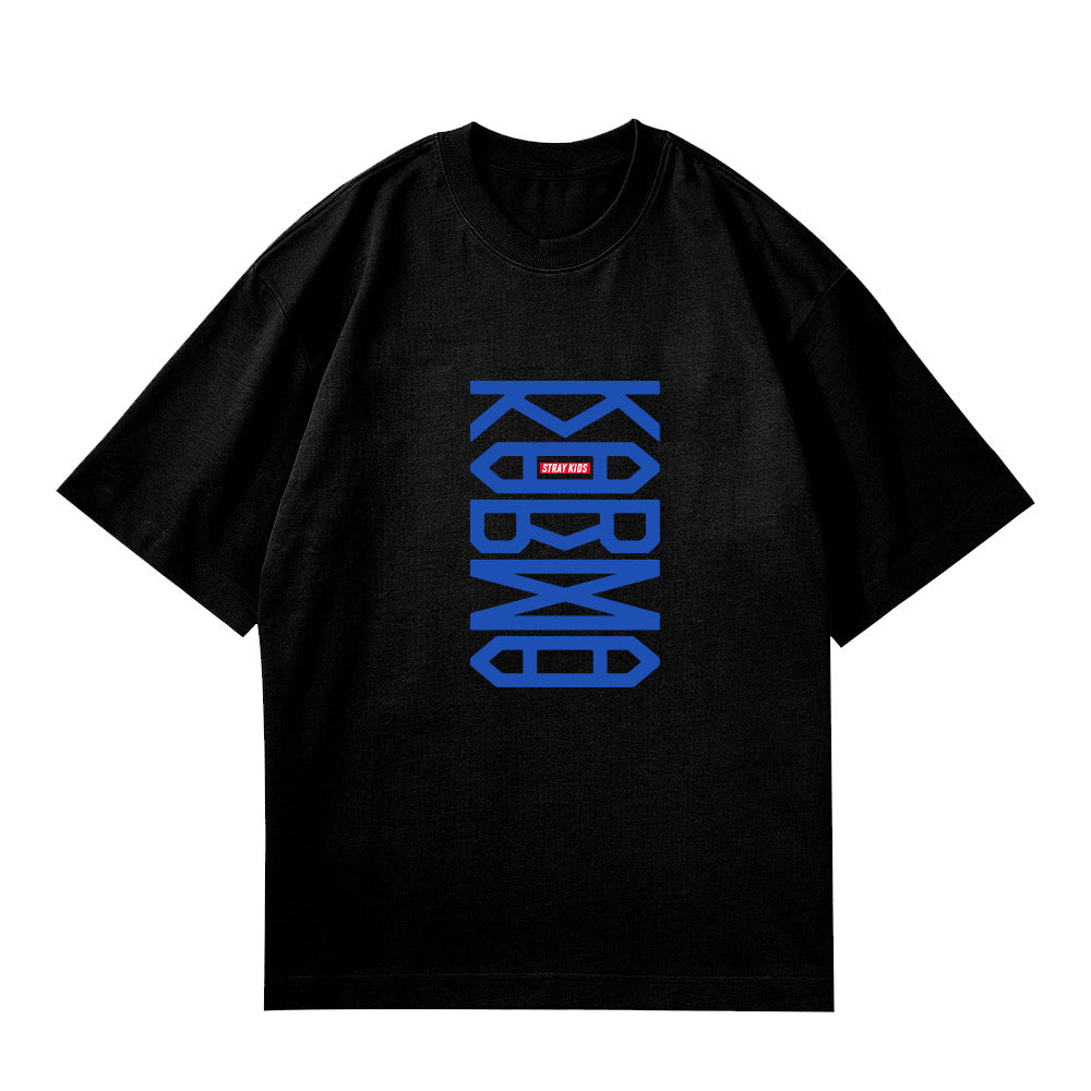 Casual KARMA Album Logo Print Crew Neck T-Shirt