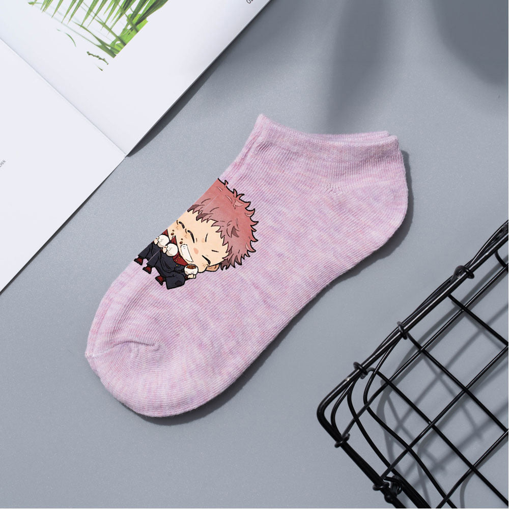 Casual Anime Cotton Breathable Boat Socks