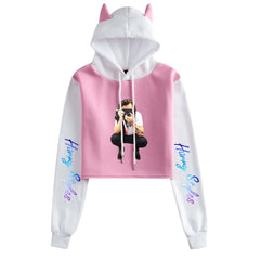 Women's Harry Loose Cat Ears Cropped Hoodie