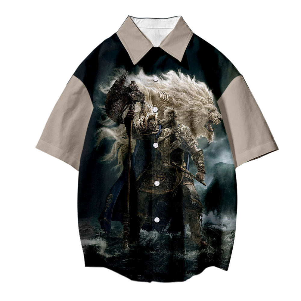 Men's Game 3d Print Short Sleeve Loose Shirt