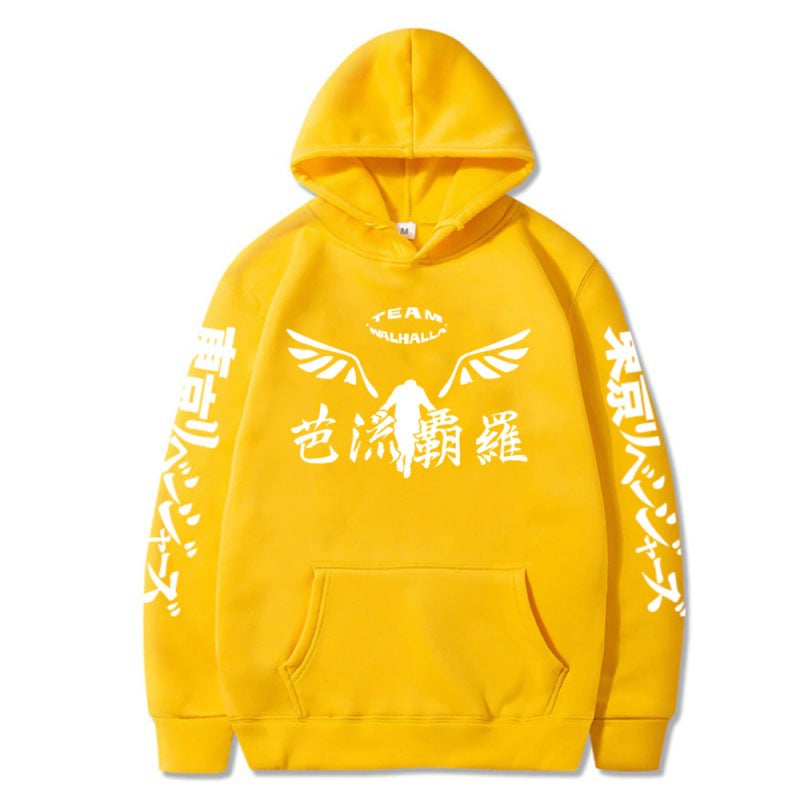 Unisex Anime Logo Print Loose Hoodie