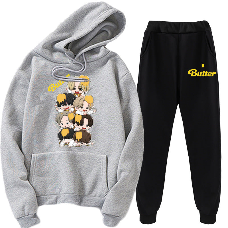 Lovely Kpop Cartoon Hoodie and Sweatpants Co-ords