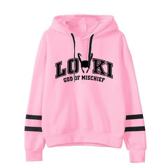 Trendy LOKI Graphic Print Loose Striped Hoodie