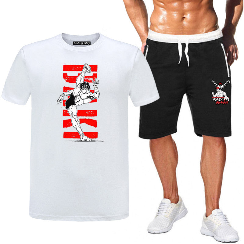 Men's Baki Anime T-Shirt Shorts Two-piece Set