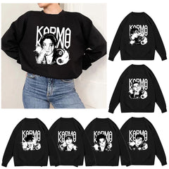 KPOP Album KARMA Logo Print Crew Neck Sweatshirt
