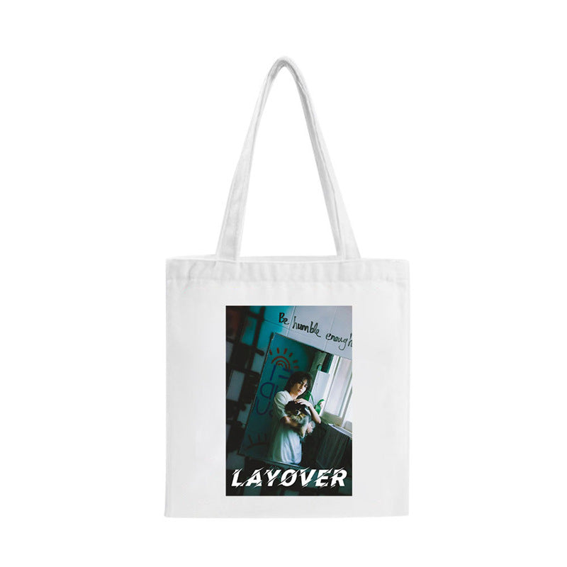 Kpop Pattern Canvas Zipper Tote Bag