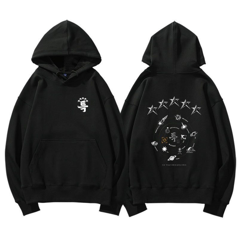 Unisex Kpop Style Relaxed Fit Hoodie