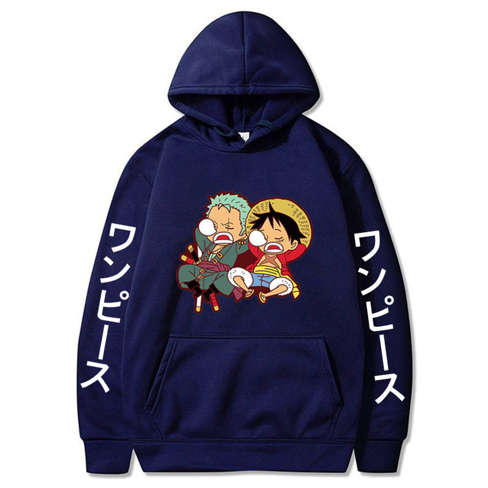 Unisex Luffy Zoro Cartoon Graphic Pullover Hoodie