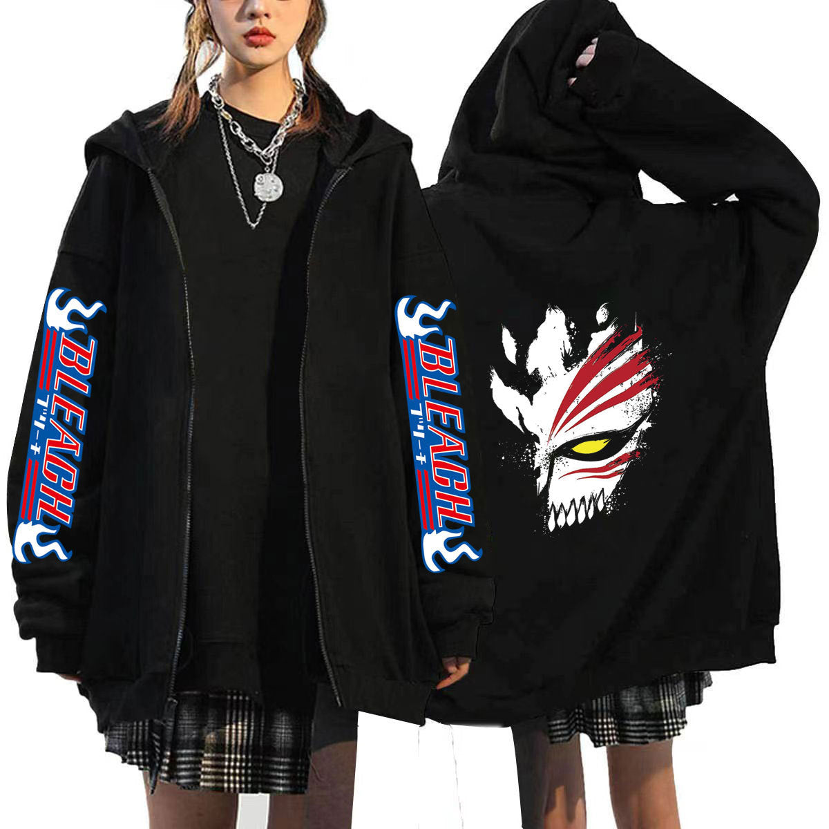 Unisex Anime Printed Loose Zipper Hoodie