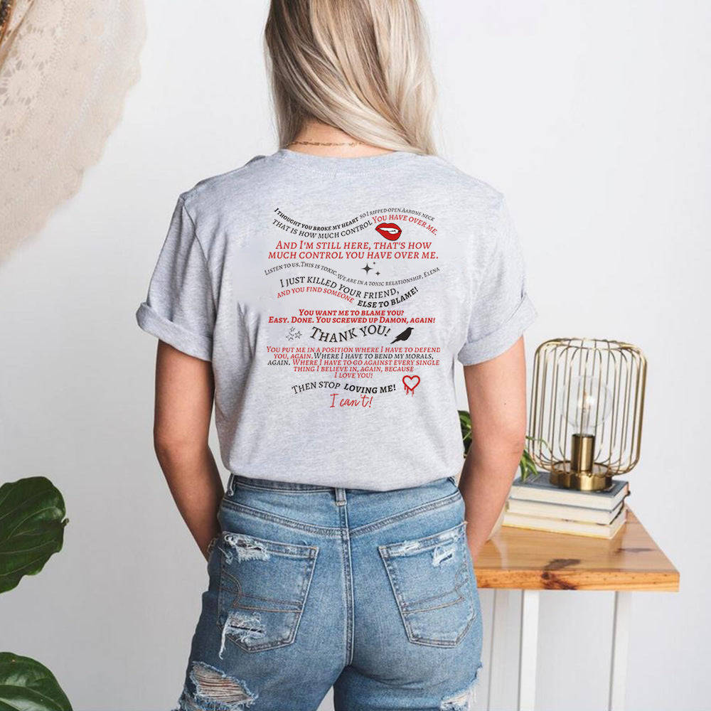 Retro TVD Letter Print Aesthetic T-shirt