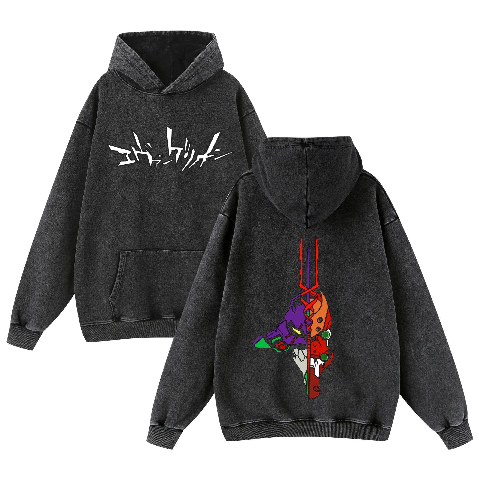 Vintage Anime Eva Washed Loose Hoodie