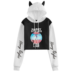 Women's Harry Loose Cat Ears Cropped Hoodie