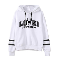 Trendy LOKI Graphic Print Loose Striped Hoodie