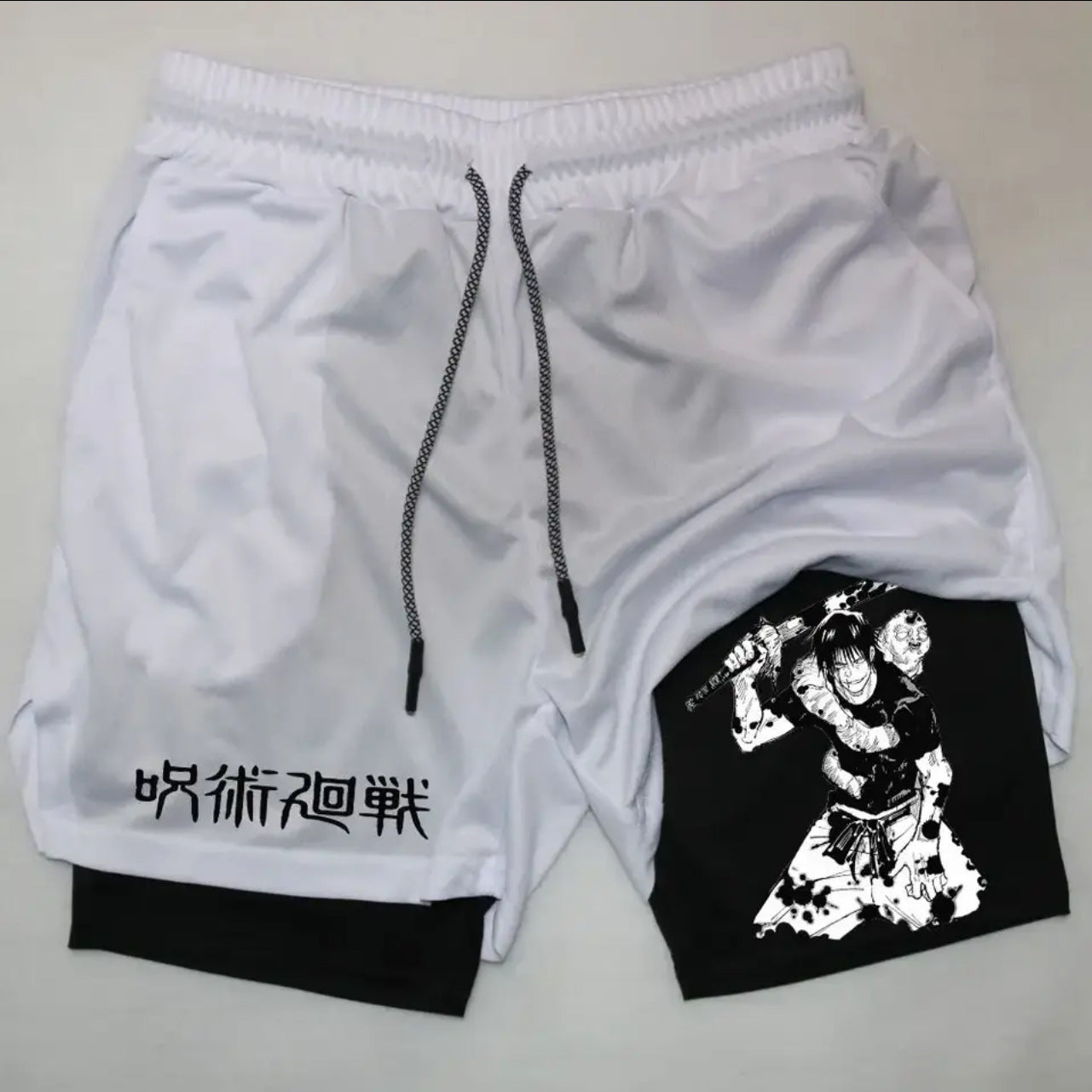 Anime Printed Double-layer Fitness Casual Shorts