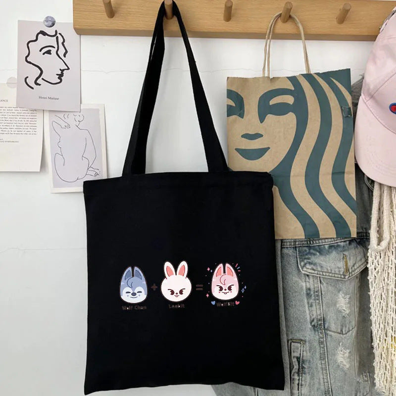 Cute Kpop Printed Canvas Shoulder Bag