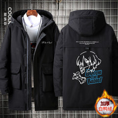 Bocchi Anime Medium Long Hooded Winter Down Jacket