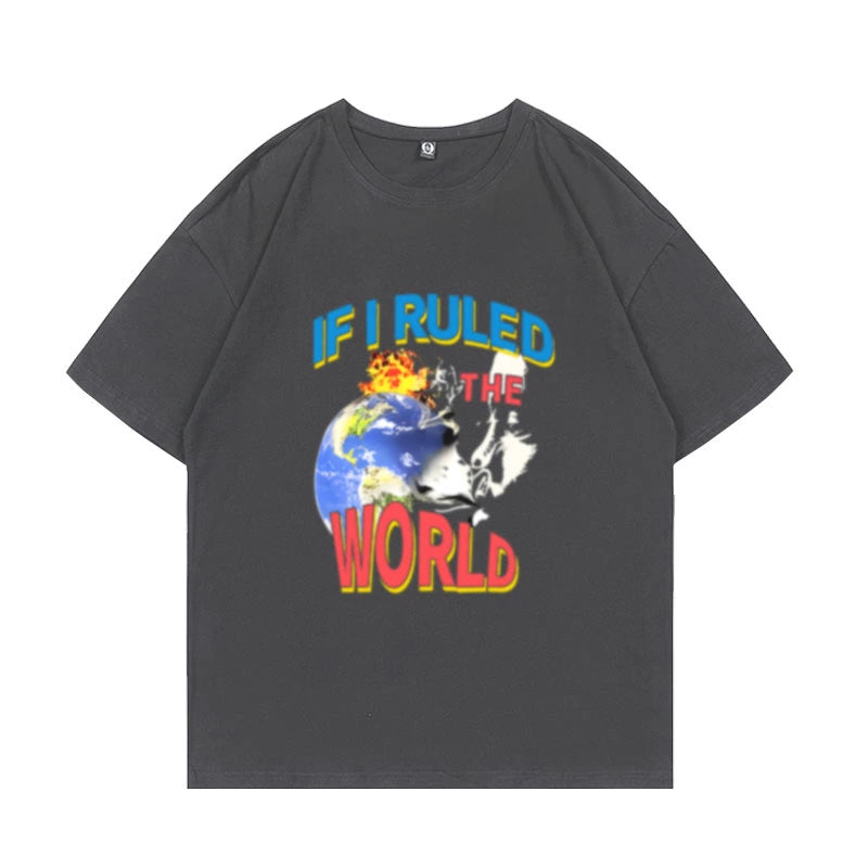 Korean Style Printed Cotton Round Neck T-shirt