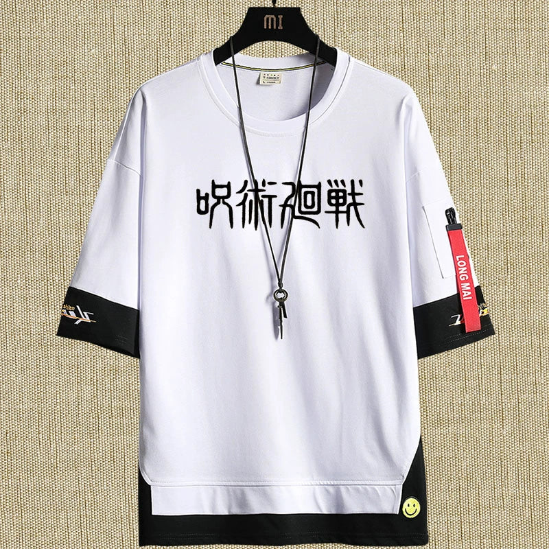 Casual Anime Logo Cotton Loose T-shirt