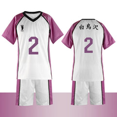 Unisex Shiratorizawa Cosplay Tee and Shorts Uniform Sportswear