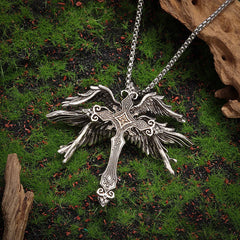 Retro Seraph Cross Necklace