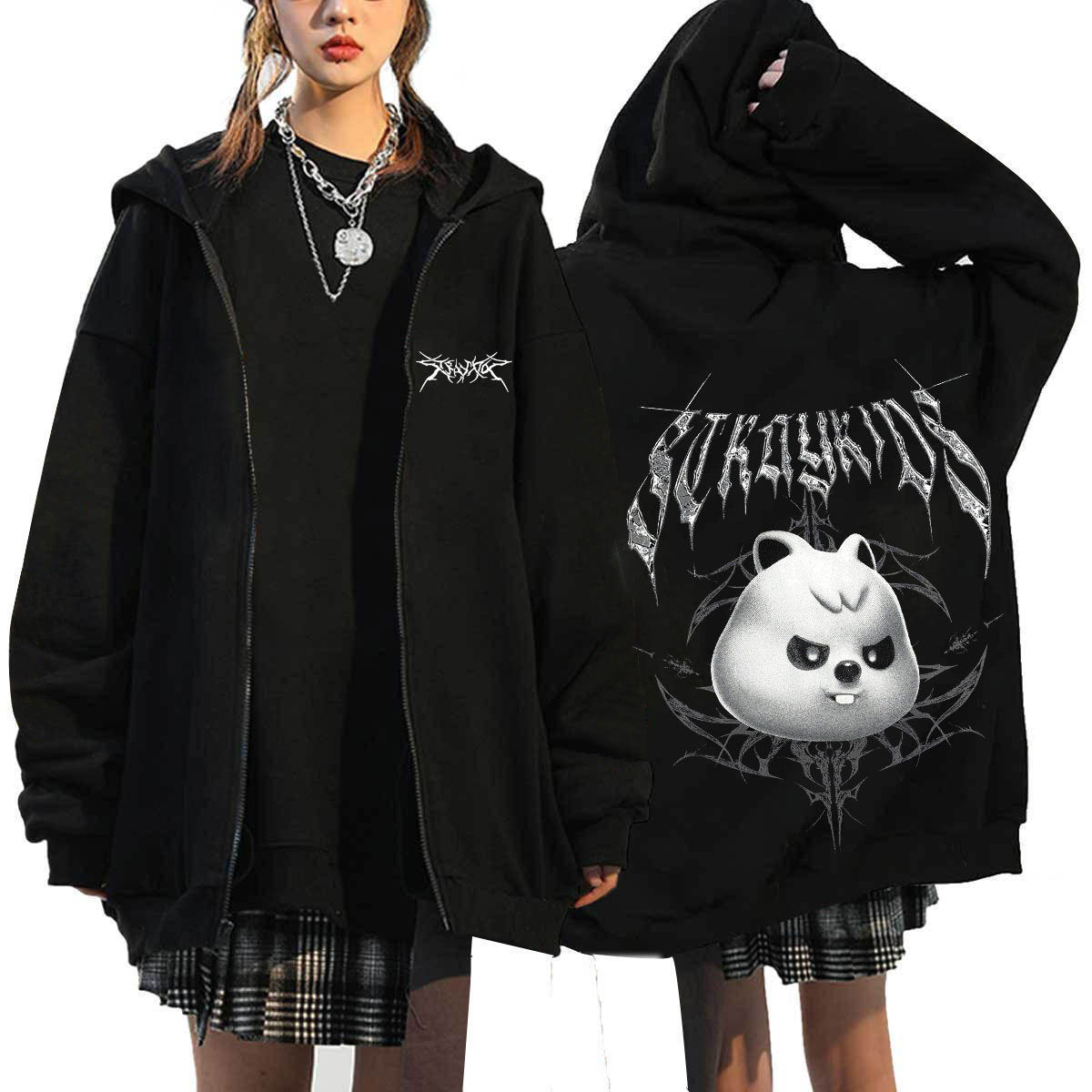 Casual KPOP Dominate Printed Zipper Hoodie