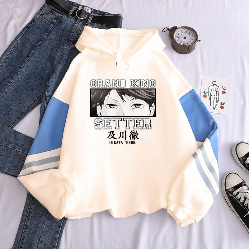 Unisex Oikawa Tooru Print Color Block Hoodie