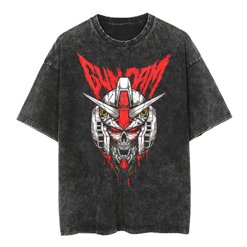 Vintage Anime Washed Loose Short Sleeve T-shirt