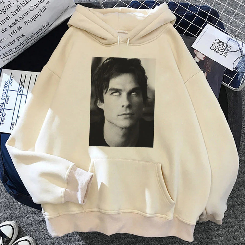 Casual TVD Graphic Printed Loose Hoodie