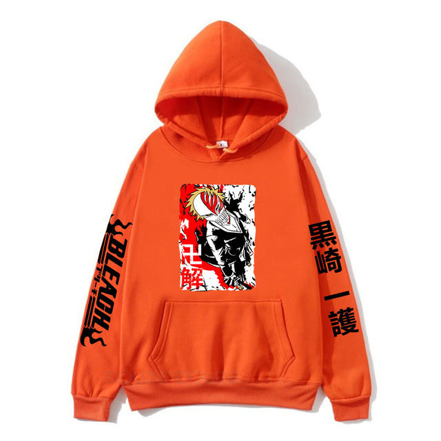 Unisex Anime Kurosaki Ichigo Print Casual Hoodie