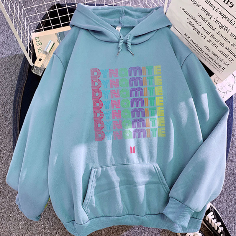 Women's Kpop DYNAMITE Candy-colored Loose Hoodie