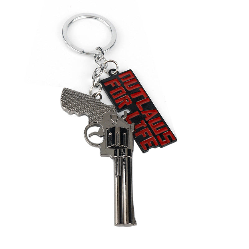 Game Pistol Model Keychain Necklace