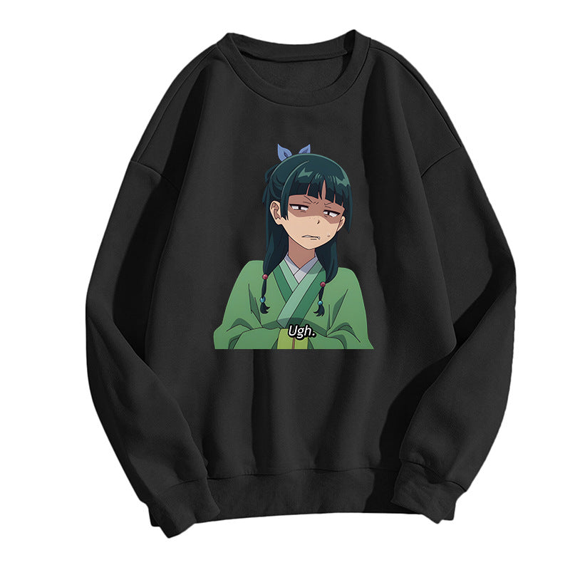 Girl's Anime Print Casual Crew Neck Sweatshirt